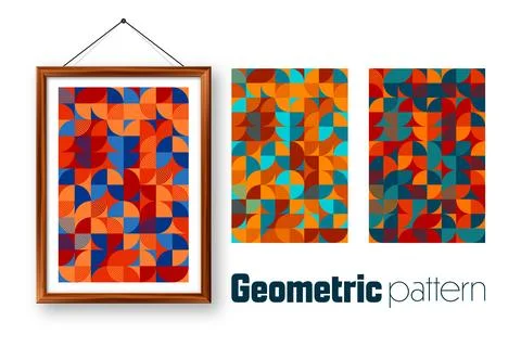 Picture frame with geometric trendy pattern, Bauhaus style. Modern background Stock Illustration