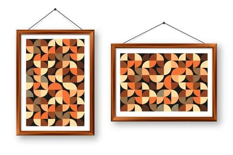 Picture frame with geometric trendy pattern, Bauhaus style. Modern background Stock Illustration