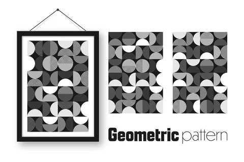 Picture frame with geometric trendy pattern, Bauhaus style. Modern background Stock Illustration