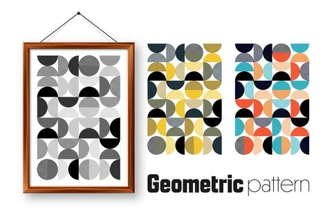 Picture frame with geometric trendy pattern, Bauhaus style. Modern background Stock Illustration