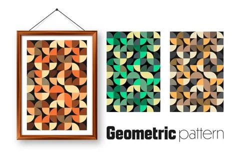 Picture frame with geometric trendy pattern, Bauhaus style. Modern background Stockillustratie