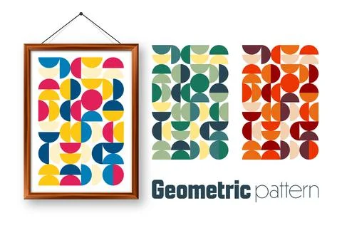 Picture frame with geometric trendy pattern, Bauhaus style. Modern background Stock Illustration