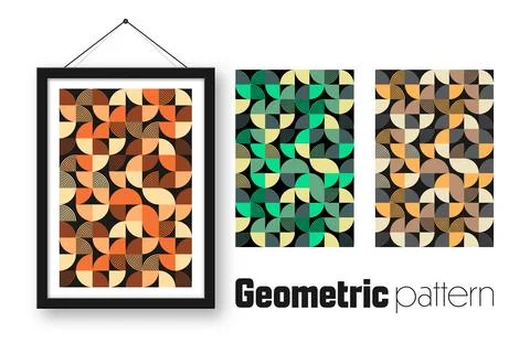 Picture frame with geometric trendy pattern, Bauhaus style. Modern background Stock Illustration