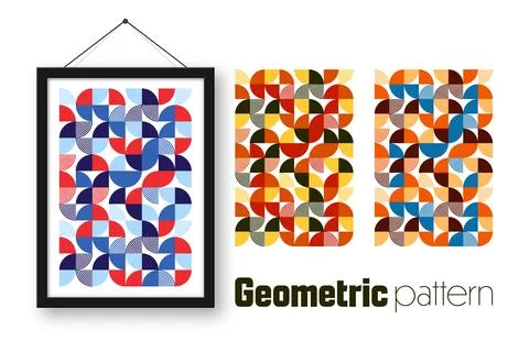Picture frame with geometric trendy pattern, Bauhaus style. Modern background Stock Illustration