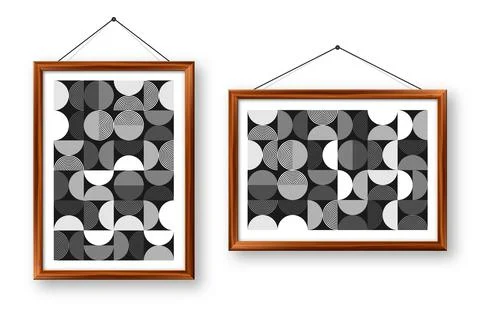 Picture frame with geometric trendy pattern, Bauhaus style. Modern background Stock Illustration