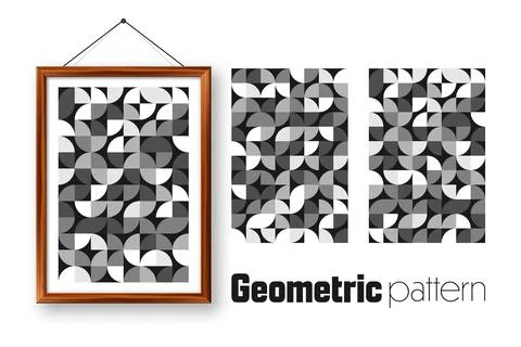 Picture frame with geometric trendy pattern, Bauhaus style. Modern background Stock Illustration