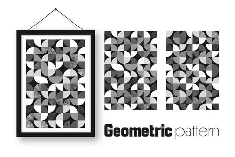 Picture frame with geometric trendy pattern, Bauhaus style. Modern background Stockillustratie