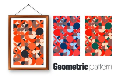 Picture frame with geometric trendy pattern, Bauhaus style. Modern background Stock Illustration