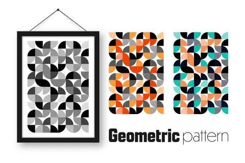 Picture frame with geometric trendy pattern, Bauhaus style. Modern background Stock Illustration