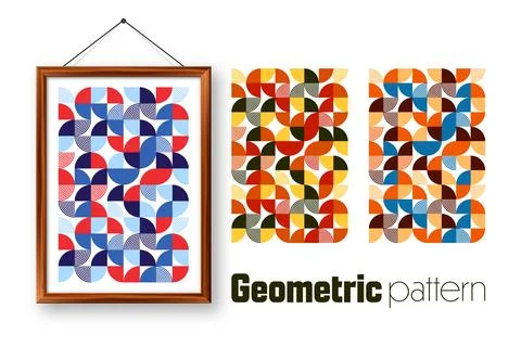 Picture frame with geometric trendy pattern, Bauhaus style. Modern background Stock Illustration
