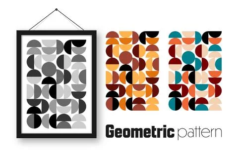 Picture frame with geometric trendy pattern, Bauhaus style. Modern background Illustrazione stock