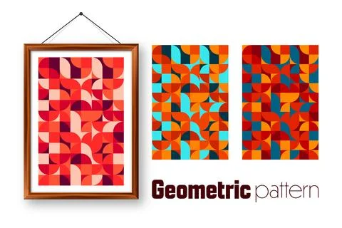 Picture frame with geometric trendy pattern, Bauhaus style. Modern background Stock Illustration