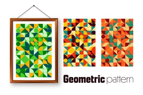 Picture frame with geometric trendy pattern, Bauhaus style. Modern background Stockillustratie