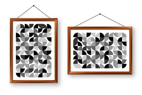 Picture frame with geometric trendy pattern, Bauhaus style. Modern background Illustrazione stock