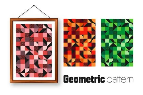 Picture frame with geometric trendy pattern, Bauhaus style. Modern background Stock Illustration