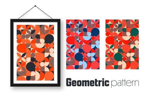 Picture frame with geometric trendy pattern, Bauhaus style. Modern background Stock Illustration