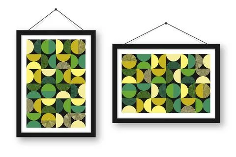 Picture frame with geometric trendy pattern, Bauhaus style. Modern background Stockillustratie