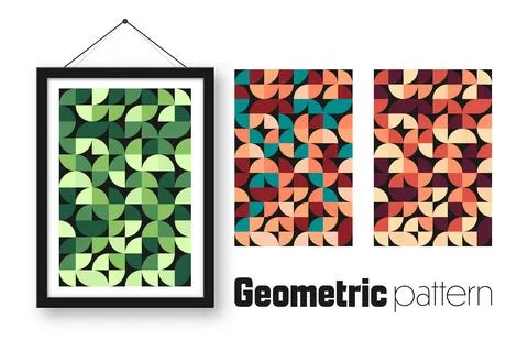 Picture frame with geometric trendy pattern, Bauhaus style. Modern background Stockillustratie