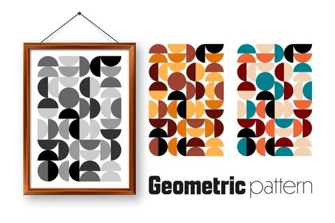 Picture frame with geometric trendy pattern, Bauhaus style. Modern background Stock Illustration