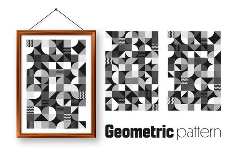 Picture frame with geometric trendy pattern, Bauhaus style. Modern background Stockillustratie