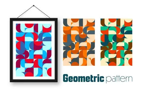 Picture frame with geometric trendy pattern, Bauhaus style. Modern background Stock Illustration