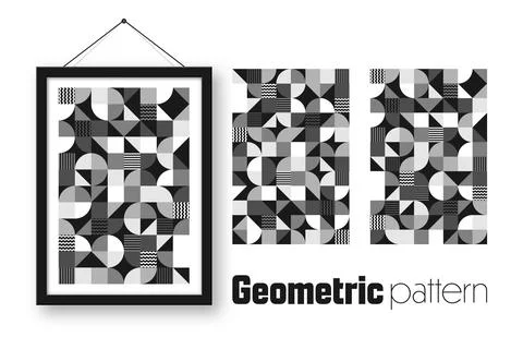 Picture frame with geometric trendy pattern, Bauhaus style. Modern background Stockillustratie