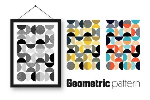 Picture frame with geometric trendy pattern, Bauhaus style. Modern background Stock Illustration