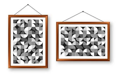 Picture frame with geometric trendy pattern, Bauhaus style. Modern background Stock Illustration