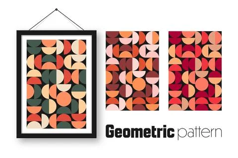 Picture frame with geometric trendy pattern, Bauhaus style. Modern background Stock Illustration