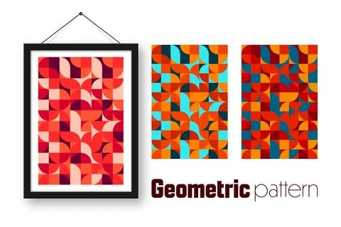 Picture frame with geometric trendy pattern, Bauhaus style. Modern background Stock Illustration