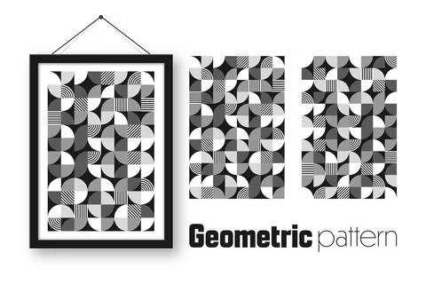 Picture frame with geometric trendy pattern, Bauhaus style. Modern background Illustrazione stock