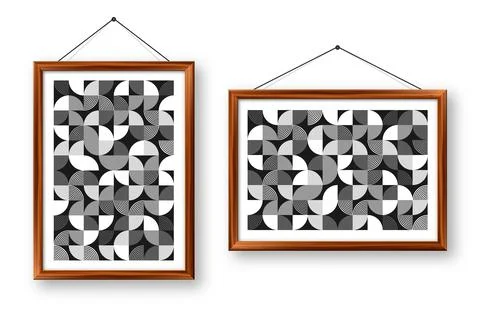 Picture frame with geometric trendy pattern, Bauhaus style. Modern background Stock Illustration