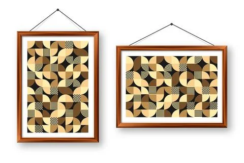 Picture frame with geometric trendy pattern, Bauhaus style. Modern background Stock Illustration