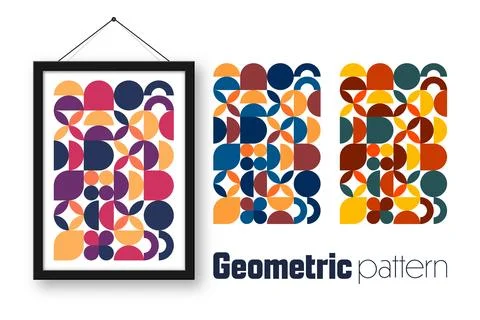 Picture frame with geometric trendy pattern, Bauhaus style. Modern background Stock Illustration