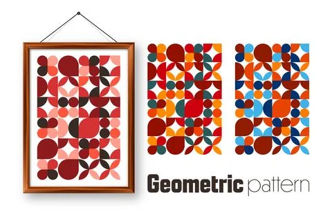 Picture frame with geometric trendy pattern, Bauhaus style. Modern background Stock Illustration