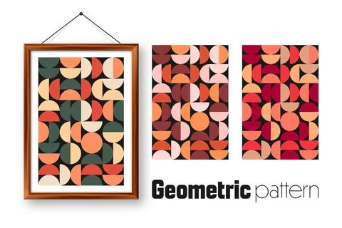 Picture frame with geometric trendy pattern, Bauhaus style. Modern background Illustrazione stock