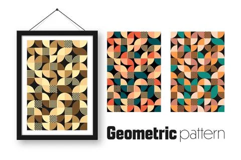 Picture frame with geometric trendy pattern, Bauhaus style. Modern background Stock Illustration