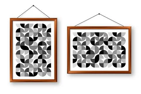 Picture frame with geometric trendy pattern, Bauhaus style. Modern background Illustrazione stock