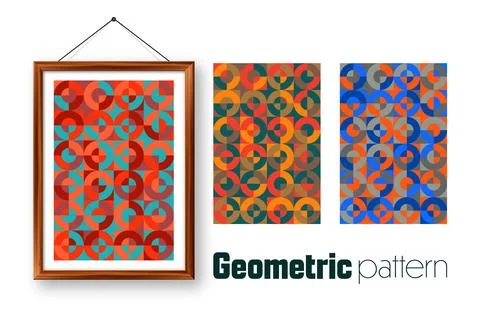 Picture frame with geometric trendy pattern, Bauhaus style. Modern background Stock Illustration
