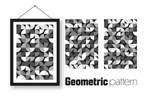 Picture frame with geometric trendy pattern, Bauhaus style. Modern background Illustrazione stock