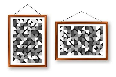 Picture frame with geometric trendy pattern, Bauhaus style. Modern background Stock Illustration