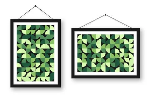 Picture frame with geometric trendy pattern, Bauhaus style. Modern background Stock Illustration