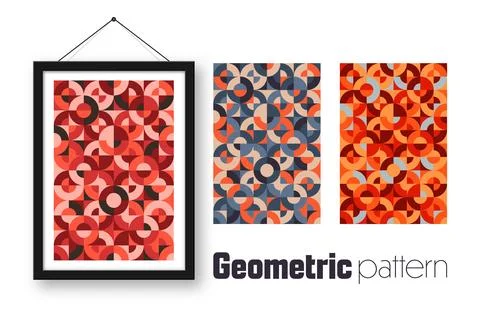 Picture frame with geometric trendy pattern, Bauhaus style. Modern background Illustrazione stock