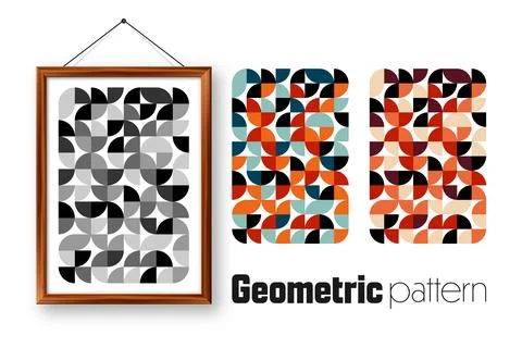 Picture frame with geometric trendy pattern, Bauhaus style. Modern background Stockillustratie