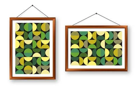Picture frame with geometric trendy pattern, Bauhaus style. Modern background Illustrazione stock