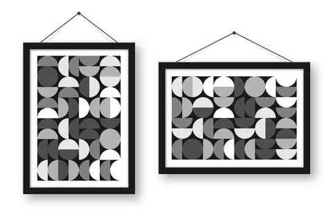 Picture frame with geometric trendy pattern, Bauhaus style. Modern background Stockillustratie