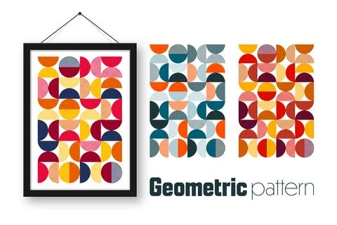 Picture frame with geometric trendy pattern, Bauhaus style. Modern background Stockillustratie