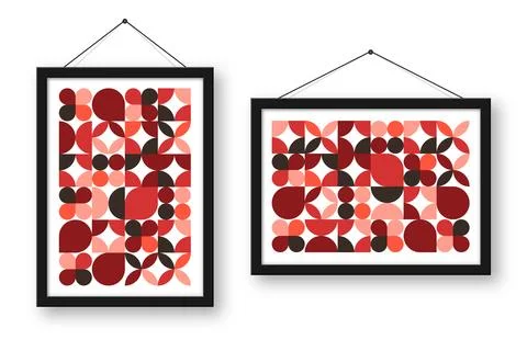 Picture frame with geometric trendy pattern, Bauhaus style. Modern background Illustrazione stock