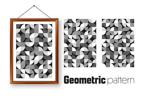 Picture frame with geometric trendy pattern, Bauhaus style. Modern background Stock Illustration