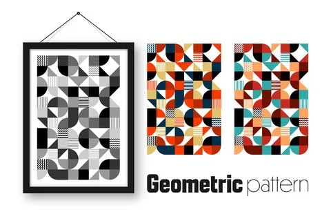 Picture frame with geometric trendy pattern, Bauhaus style. Modern background Stock Illustration